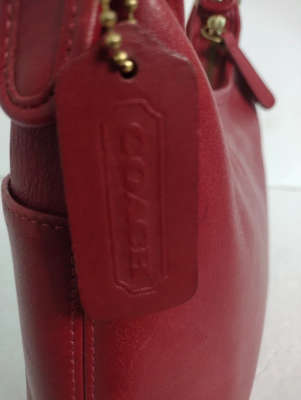 Vintage Y2K COACH Red Leather Legacy Small Hobo Bag 9136 Rare Cherry Red - Picture 7 of 16